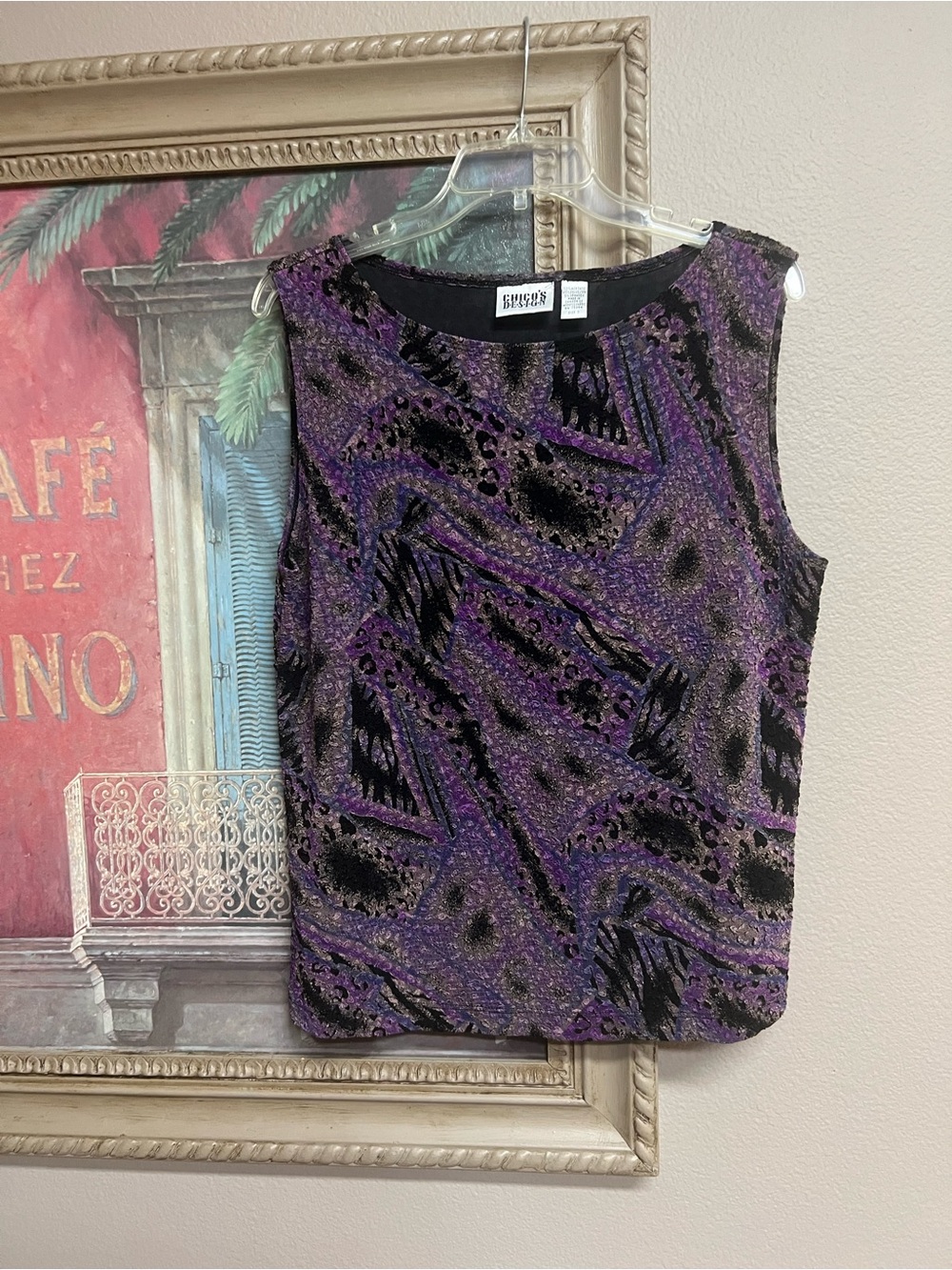 Chico's Design Purple and Black Sleeveless Shell
